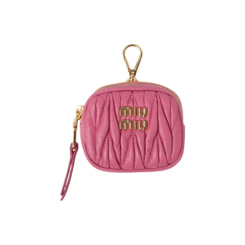 MIU MIU Matelassé Leather Earphone Case Women's Begonia Pink Red