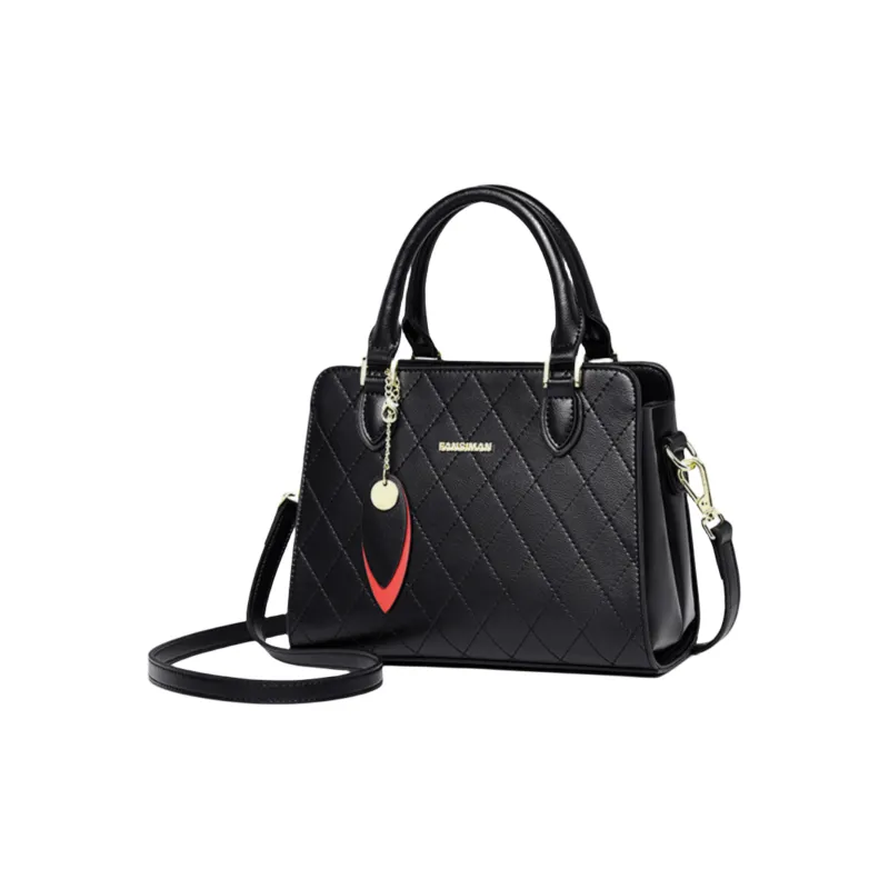 Versman Cow Leather Shopping Bag Handbag Shoulder Bag Crossbody Bag Large Size Women's Classic Black-1