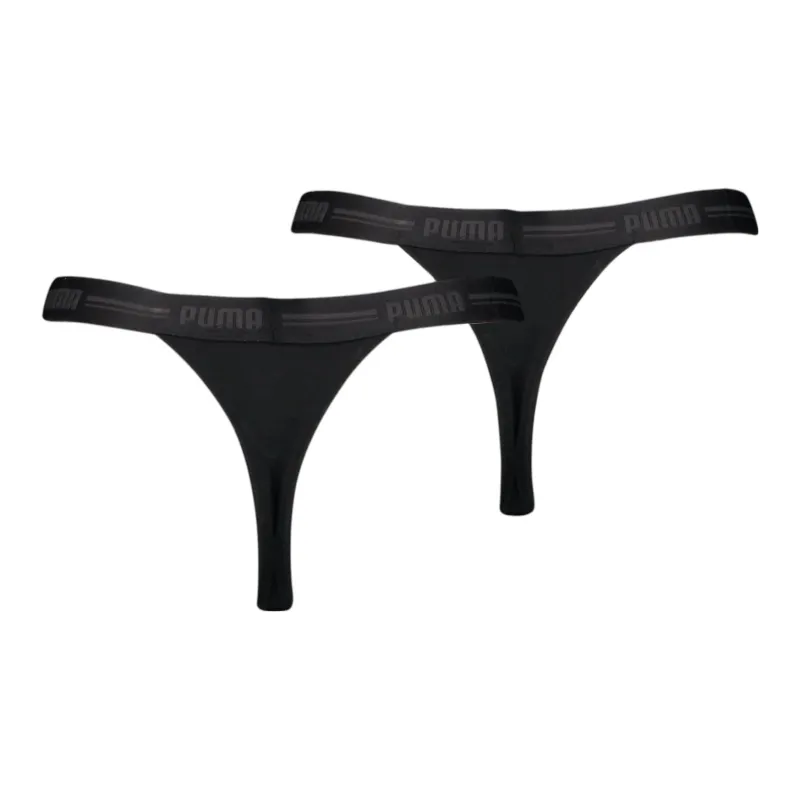 PUMA HEART STRING PACK Lot De 2 Strings Motif Cœur Pour Femme Underpants Women's 2 Pack Black-1