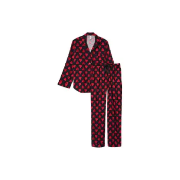 Victoria's Secret Pajama Set Women's Black Heart Print