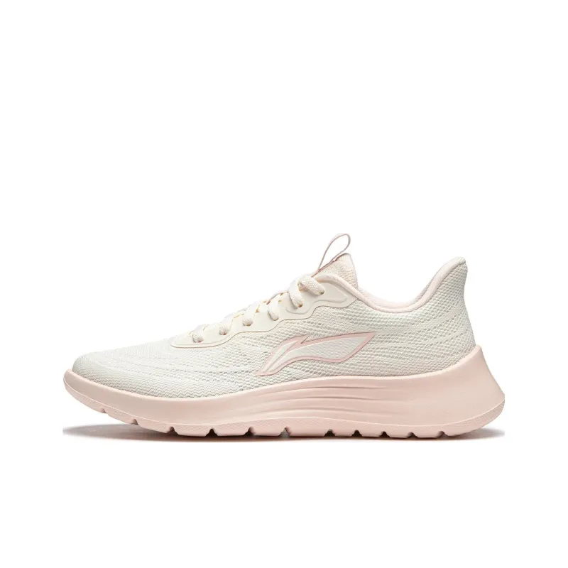 LiNing Light String Cushioning Abrasion Resistant Slip Resistant Lightweight Low Top Casual Running Shoes Women's Pink-0