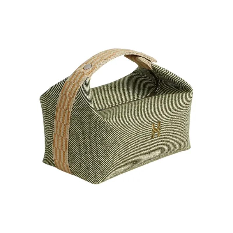 HERMES Bride a Brac Cotton Storage Bag, Toiletry Bag Large Size Unisex Forest Green-1