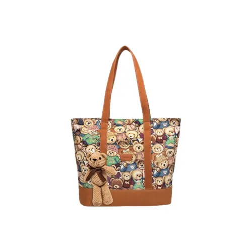 ERANGBEAR Embroidered Canvas Laptop Bag Shoulder Bag Student Class Bag Large Size Unisex Brown/Royal Blue/Chocolate