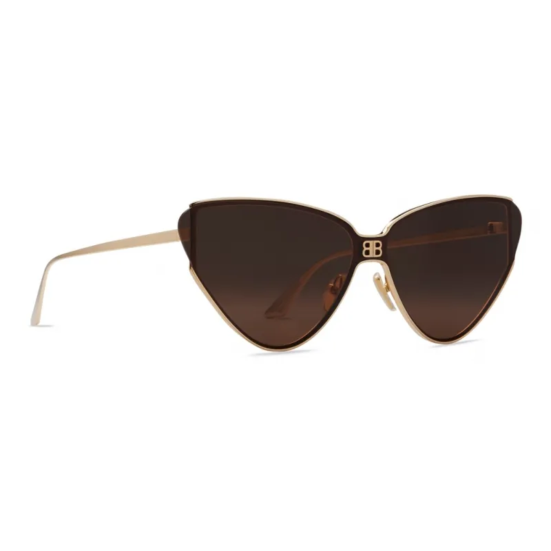 Balenciaga Metal Nylon Irregular Shape Sunglasses Unisex Gold-1