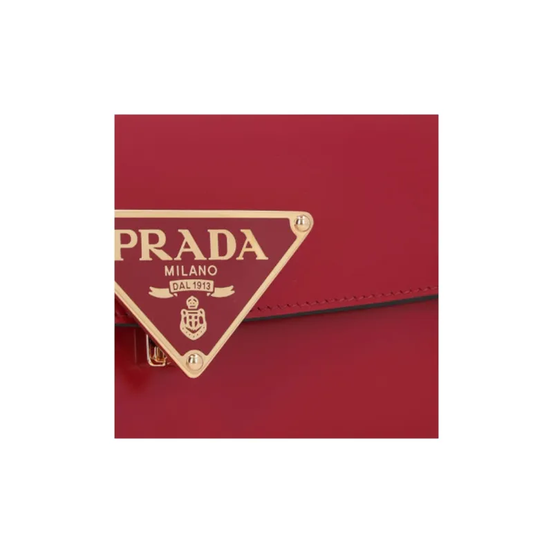 PRADA Calfskin Shoulder Bag Women's Red-3