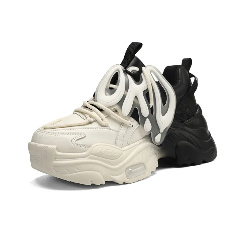 ORD Low Top Chunky Sneakers Unisex Black White Gradient-1
