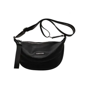 Boniu Polyester Pu Shoulder Bag, Crossbody Bag Medium Size Unisex Black/Ecru