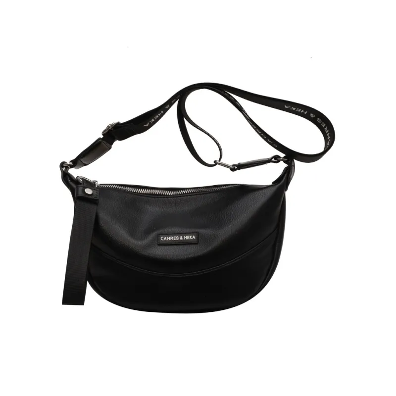 Boniu Polyester Pu Shoulder Bag, Crossbody Bag Medium Size Unisex Black/Ecru-0