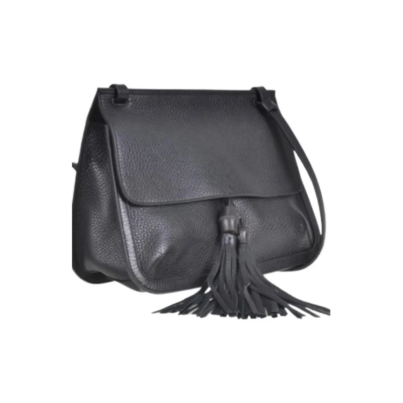 GUCCI Genuine Leather Shoulder Bag Women's Black-1