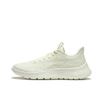 LiNing Feather Cushioning Wear Resistant Low Top Casual Running Shoes Women's Cream White