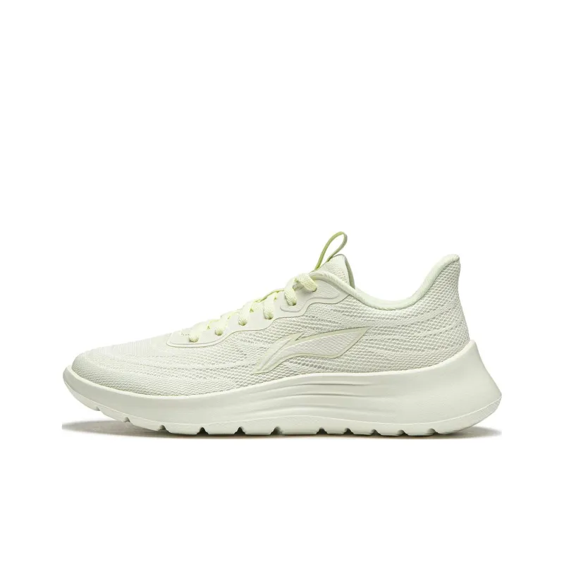 LiNing Feather Cushioning Wear Resistant Low Top Casual Running Shoes Women's Cream White-0