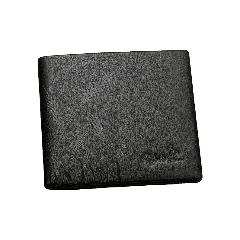 AUGTARLION Cow Leather Card Holder Wallet Money Clip Men's Black-3