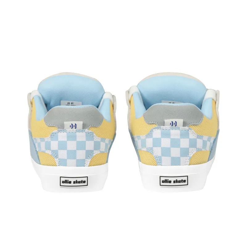 Ollieskate Anti Slip Wear Resistant Low Top Skateboard Shoes Unisex Blue White Yellow-4
