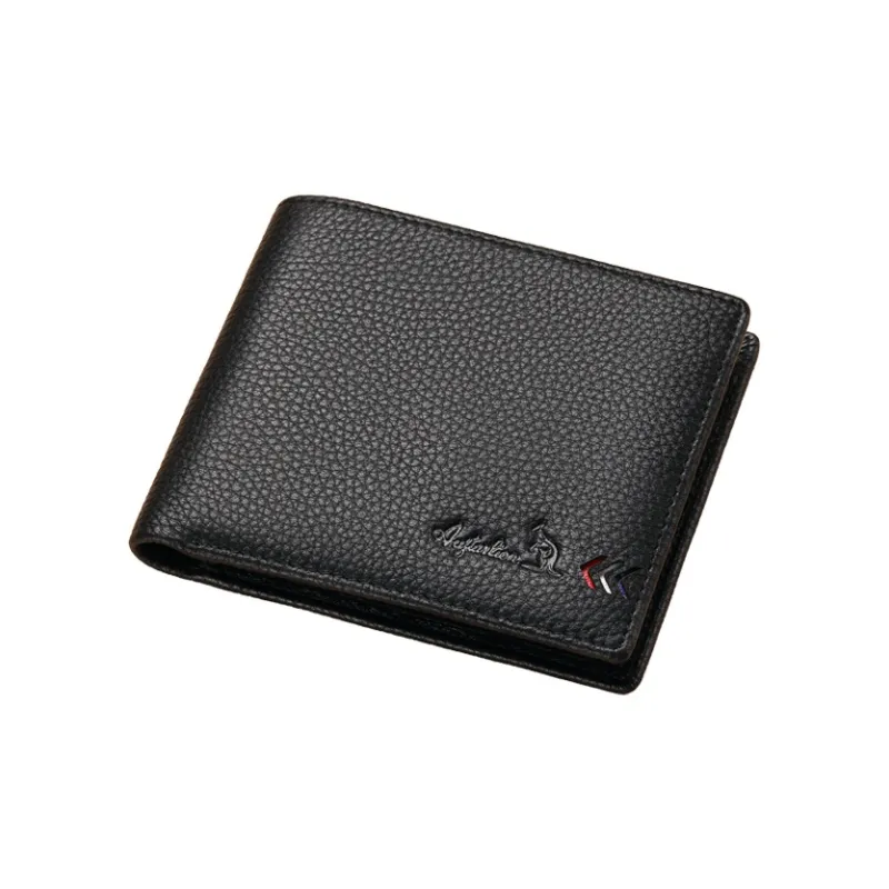 AUGTARLION Cow Leather Double-Fold Card Clip Regular Men's Black-2