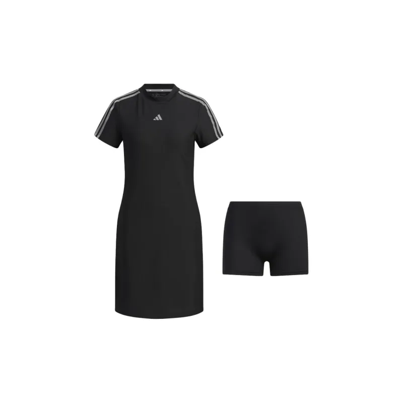 Adidas 3 Stripes Dress Short Sleeved Dress Women's Black-1