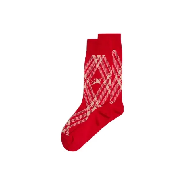 Burberry Mid-Calf Socks Unisex 1 Pack Red-0