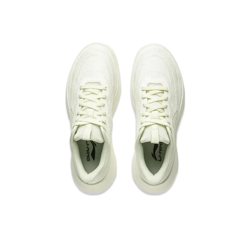 LiNing Feather Cushioning Wear Resistant Low Top Casual Running Shoes Women's Cream White-4