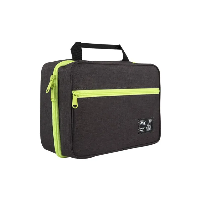 GOX Nylon Toiletry Bag Large Size Unisex Wise Black Peacock Blue-0