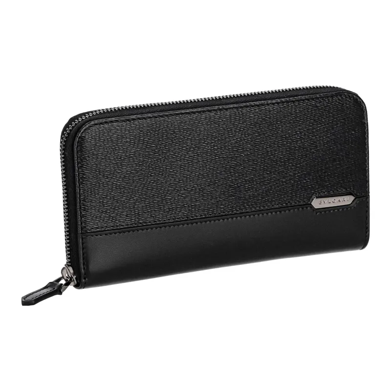 BVLGARI Leather Wallet Men's Black-1