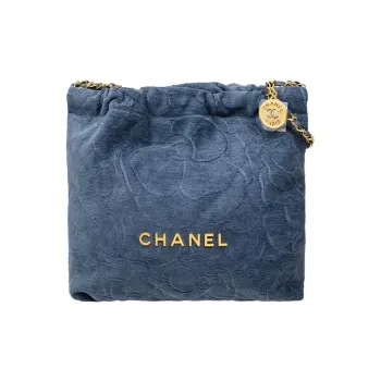 CHANEL Canvas With Metal Handbag Shoulder Bag Regular Women's Denim Blue