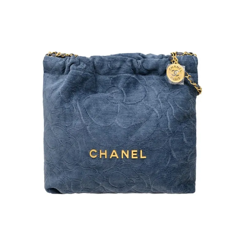 CHANEL Canvas & Metal Handbag, Shoulder Bag Women's Denim Blue-0