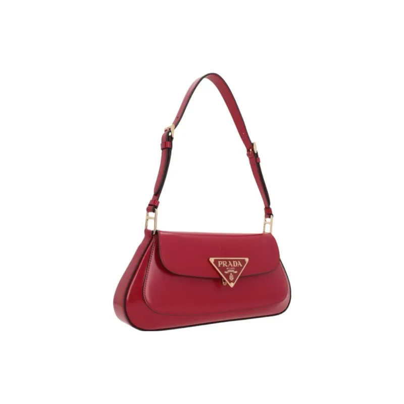 PRADA Calfskin Shoulder Bag Women's Red-1
