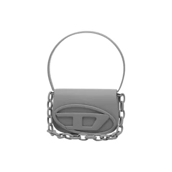 DIESEL Leather Portable Crossbody Bag, Shoulder Bag Women's Frost Gray