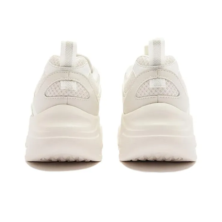 QIAODAN Cheese Cushioning Height Increasing Abrasion Resistant Low Top Running Shoes Women's White-3