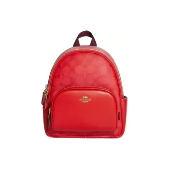 COACH Court Pebbled Leather Backpack Mini Women's Red
