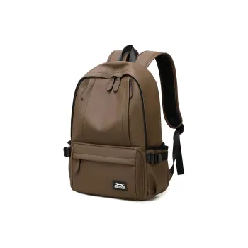 Slazenger PU Soft Leather Laptop Backpack Unisex Obsidian Black/Military Green/Maillard Style Brown