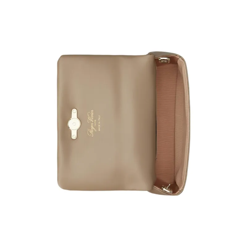Roger Vivier Leather One Shoulder Crossbody Cell Phone Pouch Women's Beige Yellow-3