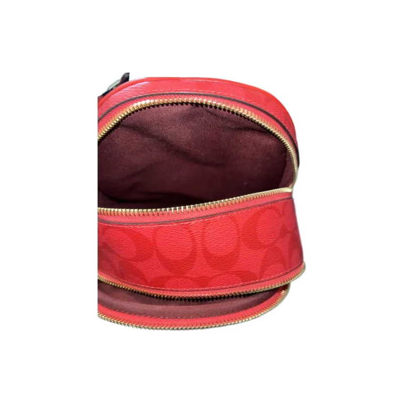 COACH Court Pebbled Leather Backpack Mini Women's Red-4