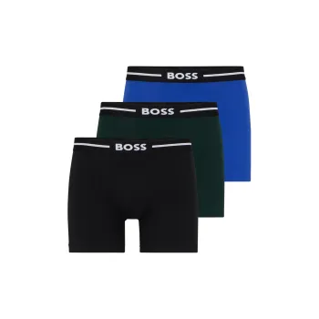 HUGO BOSS Three-Pack Of Stretch-Cotton Boxer Briefs With Logos Underpants Men's 3 Pack