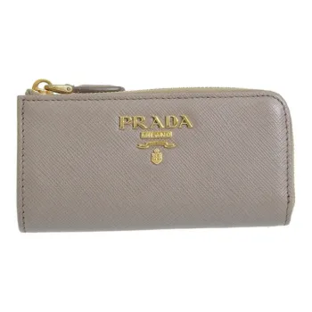 PRADA Leather Wallet Unisex Clay