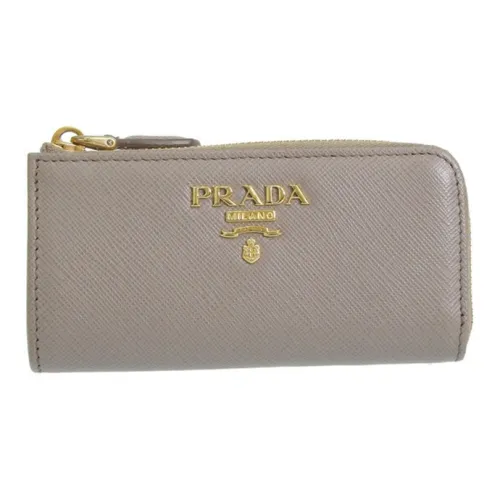 PRADA Leather Wallet Unisex Clay