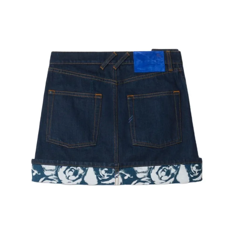 Burberry Japanese Rose Printed Denim Mini Skirt-1