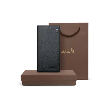 AUGTARLION Cow Leather Multiple Card Slots Discount Card Holder Men's Black