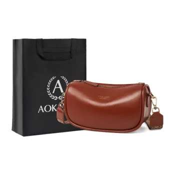AOKANG Cow Leather Dumpling Bag Crossbody Bag Shoulder Bag Commute Bag Pillow Bag Regular Women's Mocha/Midnight Black