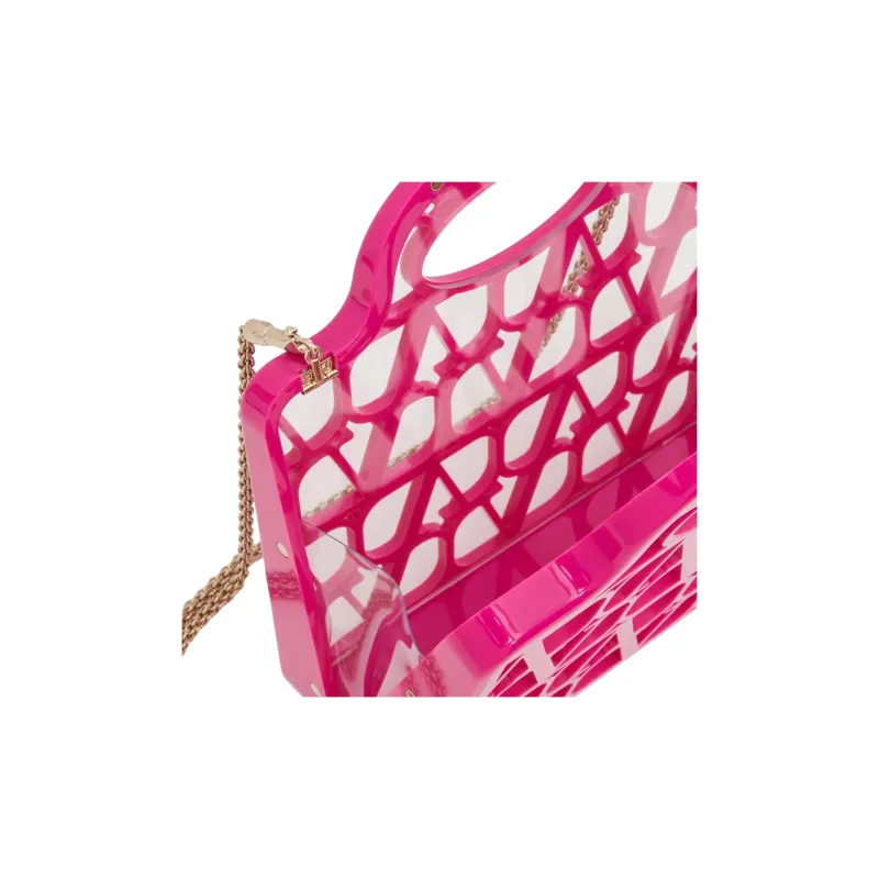 Valentino Organic Canvas Tote Bag Shopping Bag Handbag Shoulder Bag Mini Women's Pink-2
