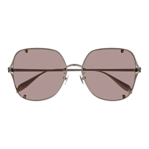 Alexander McQueen Metal Irregular Shape Sunglasses Women's Silver