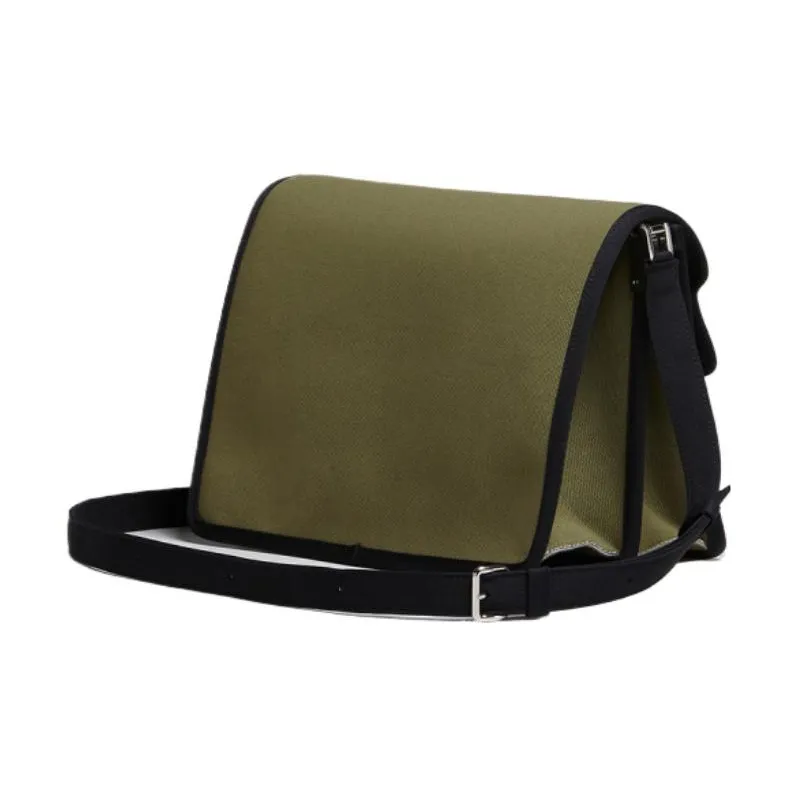 MARNI Trunk Fabric One Shoulder Handbag Crossbody Bag Medium Size Men's Dark Olive & Black-3