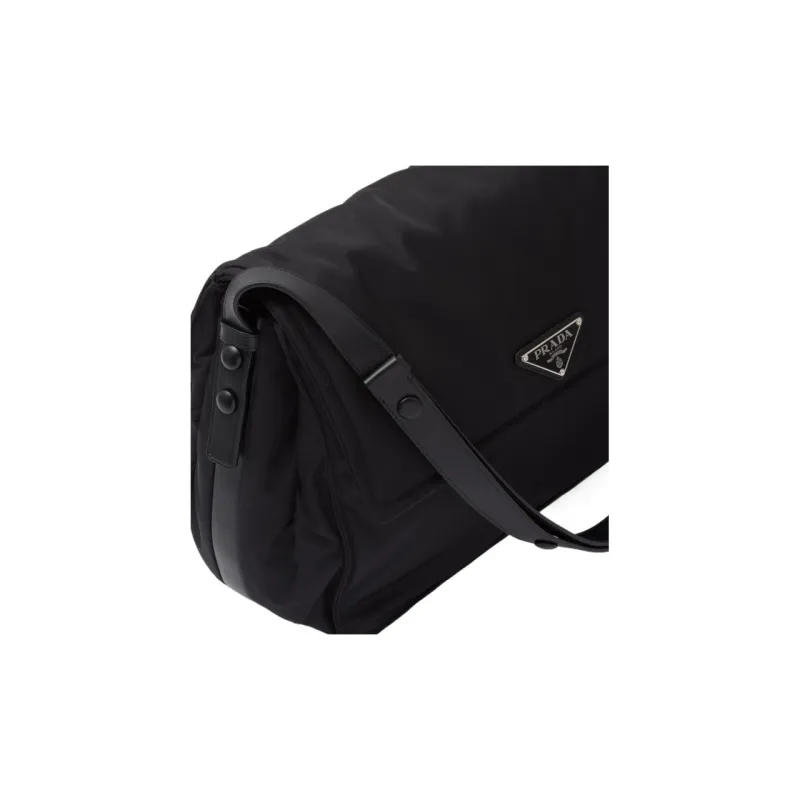 PRADA Cini Re Nylon Recycled Nylon With Leather Messenger Bag, Shoulder Bag, Crossbody Bag Women's Black-4