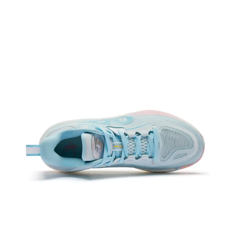QIAODAN FE1.0 Mismatched Color Cushioning Anti Slip And Wear Resistant Rebound Low Top Basketball Shoes Men's Pink Blue-3
