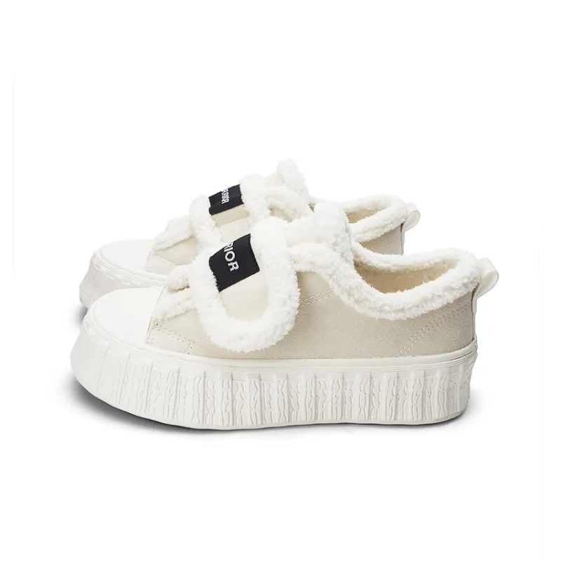 Warrior Thin Cotton Shoes Slip-Resistant Warm Height Increasing Low-Top Canvas Shoes Women's Beige-1