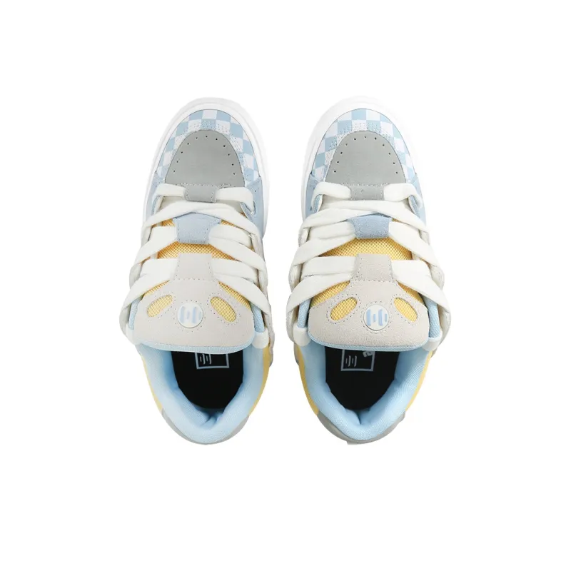 Ollieskate Anti Slip Wear Resistant Low Top Skateboard Shoes Unisex Blue White Yellow-3