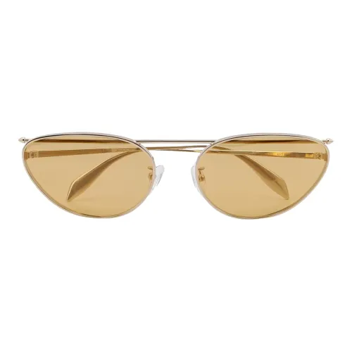 Alexander McQueen Metal Irregular Shape Sunglasses Women's Gold