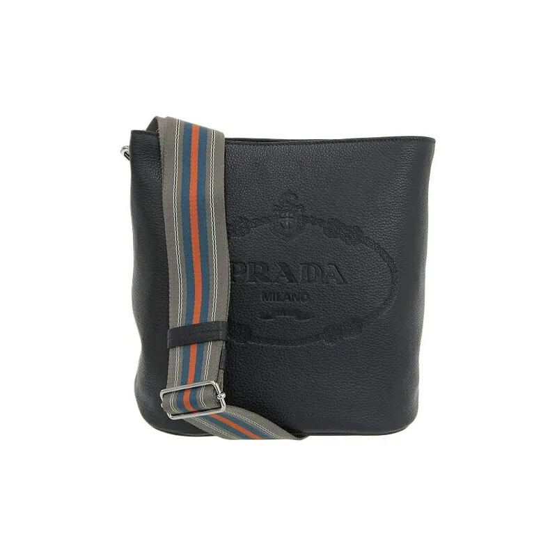 PRADA Leather Crossbody Bag Shoulder Bag Women's Black-0