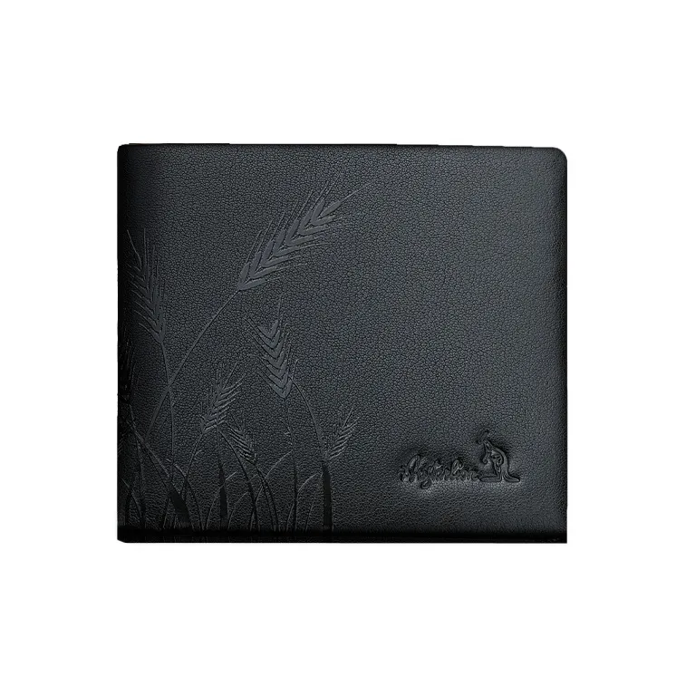 AUGTARLION Cow Leather Card Holder Wallet Money Clip Men's Black-1