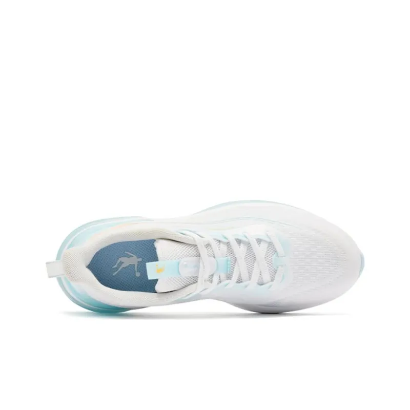 QIAODAN Cushioning Wear Resistant Low Top Running Shoes Women's White Blue-3