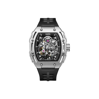 FAIRWHALE Automatic Mechanical Movement Silicone Strap Watch Men's Watches Cut Out Dial